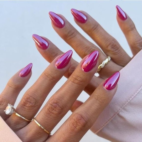 Hot Pink Chrome Press on Nails - Picture 1 of 4